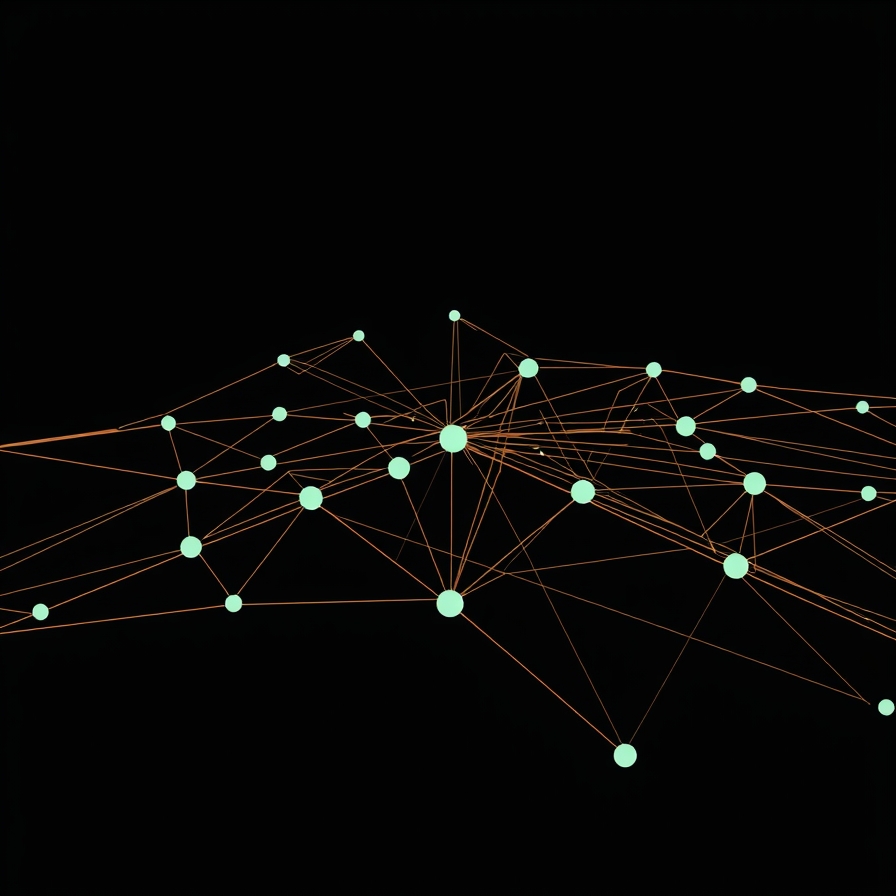 A web of glowing network nodes floating in space