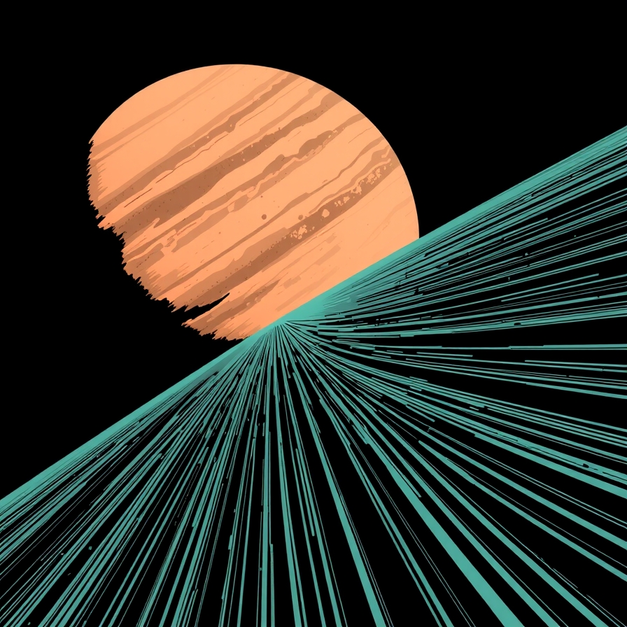 A ship approaching a massive gas giant