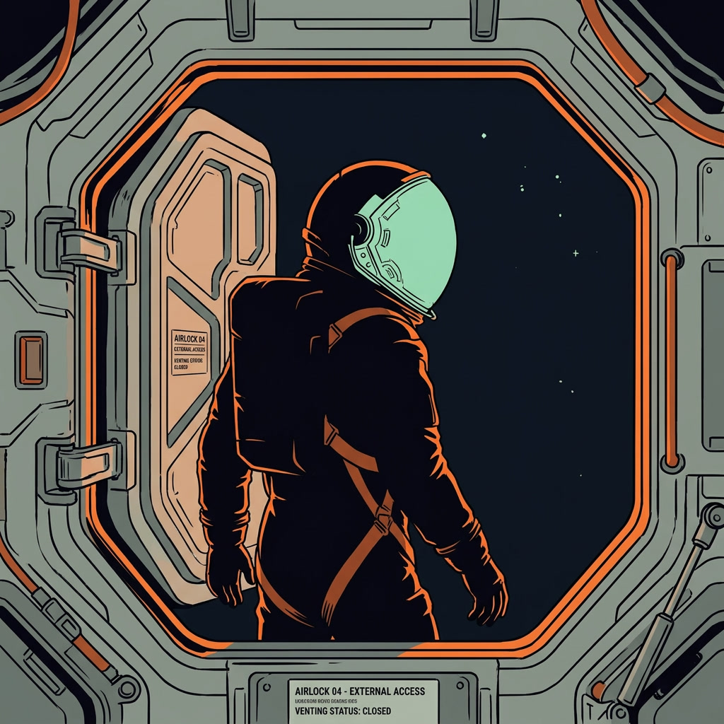 Astronaut entering an airlock