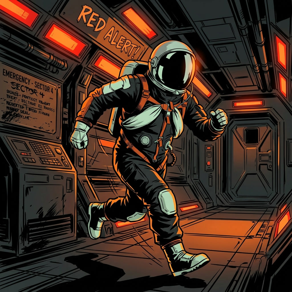 Emergency alert screen inside the command cabin