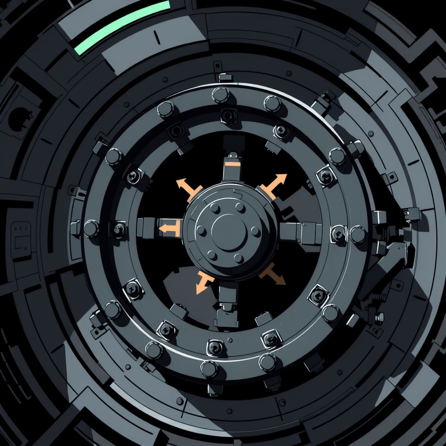 Close-up of a rotation mechanism inside the ship